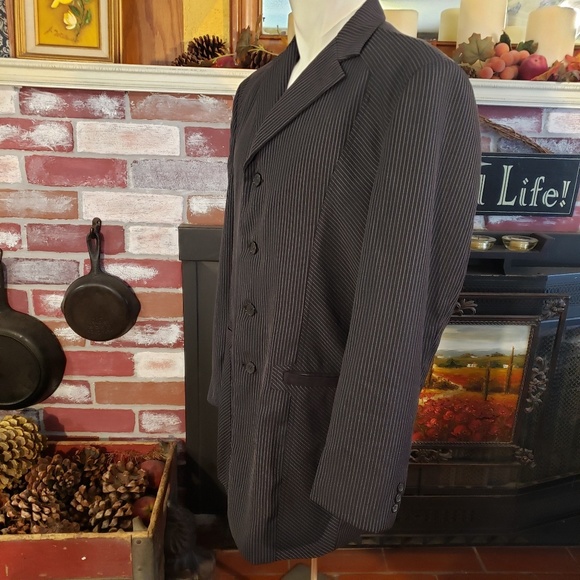 TWIST PLATINUM BLACK PINSTRIPE MENS JACKET L - Picture 7 of 8
